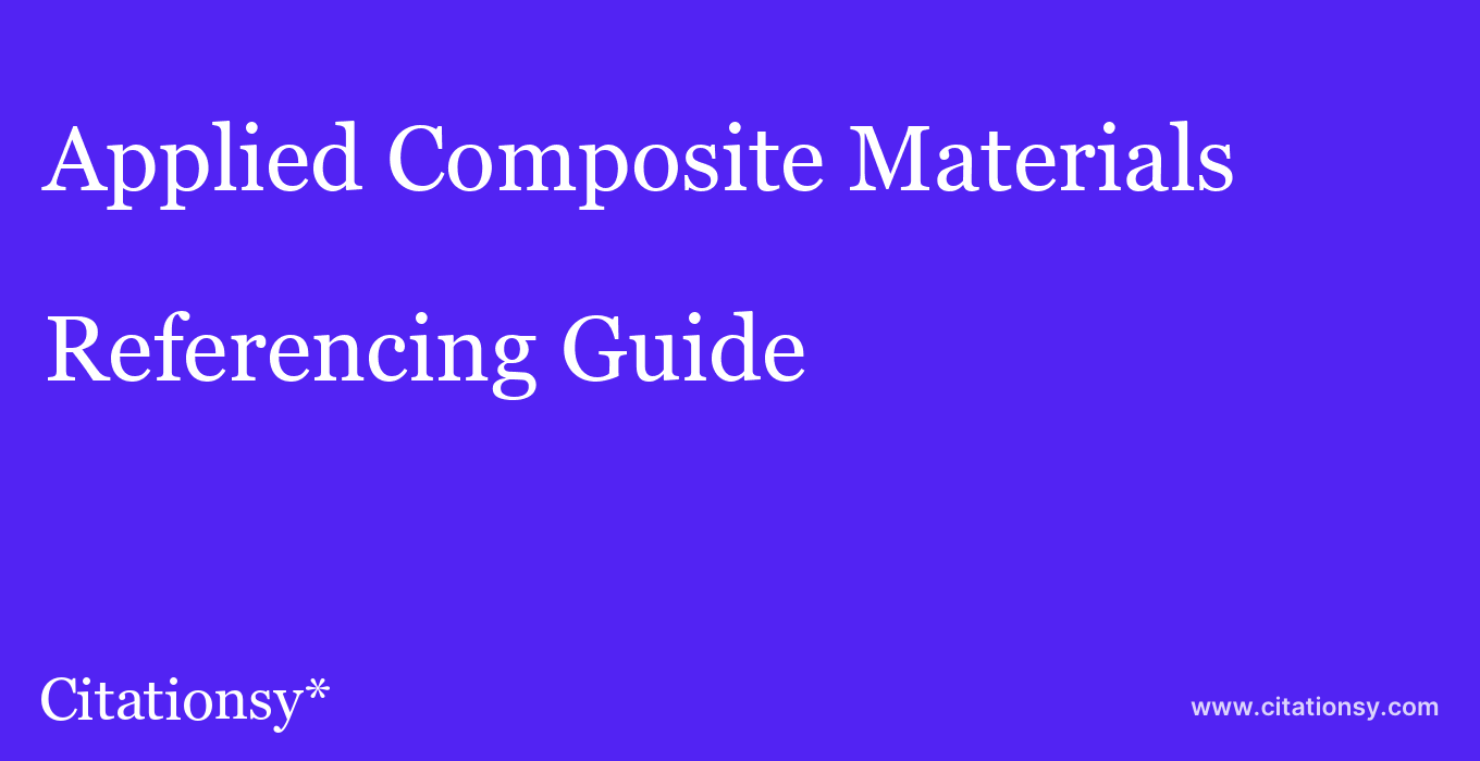 cite Applied Composite Materials  — Referencing Guide